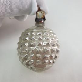 Винтажная елочная игрушка Шар 4 см, стекло, роспись, СССР.
