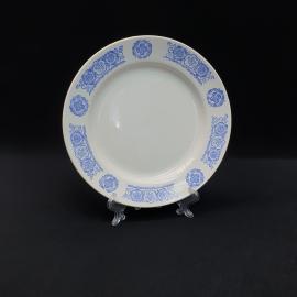 Винтажная столовая тарелка Конаково, фаянс деколь 20 см, кракелюр, СССР