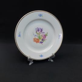 Винтажная десертная тарелка Дулево, фарфор деколь золочение 195 мм, СССР