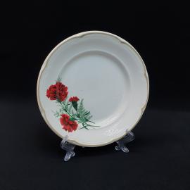 Винтажная десертная тарелка Конаково, фаянс деколь 175 мм, СССР