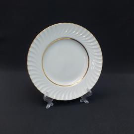 Винтажная десертная тарелка ЛФЗ, фарфор золочение 18 см, СССР