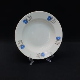 Винтажная суповая тарелка Конаково, фаянс деколь 20 см, СССР