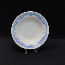 Винтажная суповая тарелка Конаково, фаянс деколь 24 см, СССР