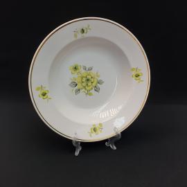 Винтажная суповая тарелка Пролетарий, фарфор деколь золочение 24 см, СССР