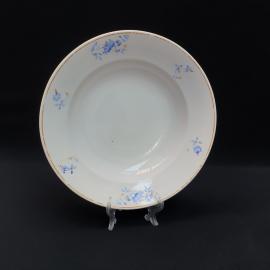 Винтажная суповая тарелка Вербилки, фарфор деколь 24 см, потертости, СССР