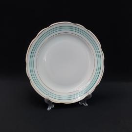 Винтажная столовая тарелка Дулево 1956 г, фарфор золочение 23 см, СССР