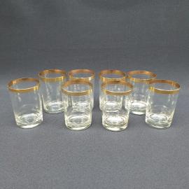 Набор винтажный из 8-ми стопок, высота 7 см, обьем 100 мл, позолота, стекло.