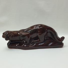 Винтажная фигурка пантера на камне 26х12 см, керамика. СССР