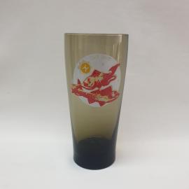 Винтажный стакан знака зодиака Рыбы, дымчатое стекло, деколь, 300 мл, СССР.