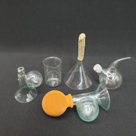 Винтажный лабораторный набор из 5 предметов, стекло, СССР.