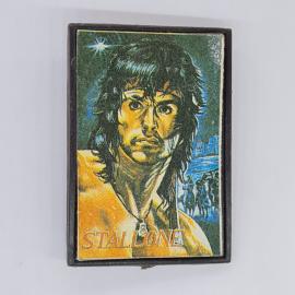 Значок СССР stallone, портрет героя боевика, прямоугольный, редкий, советский и винтажный