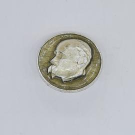 Значок СССР, профиль Ленина в круге, металл, диаметр 15 мм, советский и винтажный