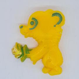 Значок СССР медвежонок с цветком, желтый детский пластик, брошь коллекционная, советский и винтажный