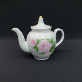 Винтажный чайник Дулево, фарфор деколь золочение 0.85 л, СССР