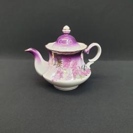 Винтажный чайник Коростень, фарфор золочение деколь 0.6 л, СССР