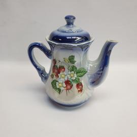 Винтажный кофейник, керамика деколь 1.1 л,СССР