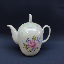 Винтажный чайник Полтава, фарфор люстр деколь  0.8 л, винтаж СССР