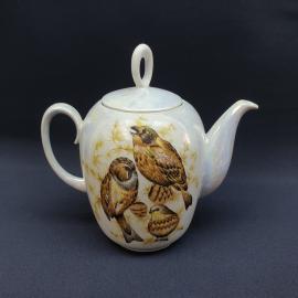 Винтажный чайник Полтава, фарфор люстр деколь 0.8 л, винтаж СССР