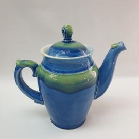 Винтажный чайник ЗиК Конаково,  фаянс обливная керамика деколь 1.5 л, винтаж СССР