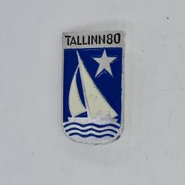 Значок СССР tallinn80, яхта на волнах под звездой, эмаль, советский и винтажный