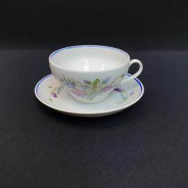 Винтажная чайная пара Дулево, фарфор деколь 200 мл, СССР