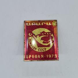 Значок СССР чемпион СССР ереван 1973, боксер и гора арат, советский и винтажный