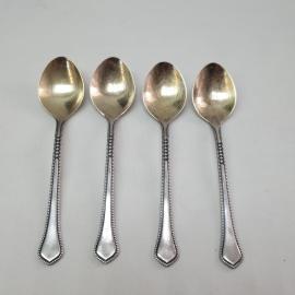 Набор из 4 винтажных чайных ложек, Таллинский завод, мельхиор, царапины. СССР