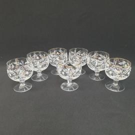 Винтажный набор коньячных бокалов 7 шт 250 мл, стекло, ручная резка, позолота, СССР.