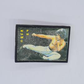 Значок СССР kung fu, надпись kung fu, боец в прыжке, редкий коллекционный, советский и винтажный