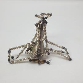 Винтажная елочная игрушка бусы-стеклярус 13х10 см. стекло, роспись. СССР.