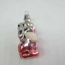 Винтажная елочная игрушка Собачка 4х8 см, стекло, роспись. СССР