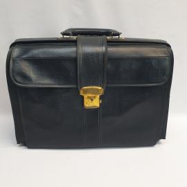 Винтажный портфель 45х33 см, кожаный, металлические вставки, СССР.
