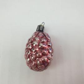 Винтажная елочная игрушка Шишка 3х4 см, стекло, роспись. СССР