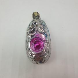 Винтажная елочная игрушка Медальон 3,5х6 см, стекло, роспись. СССР