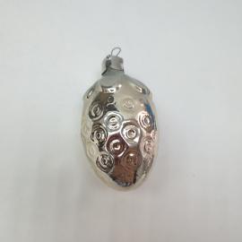 Винтажная елочная игрушка Шишка 4х7 см, стекло, роспись. СССР