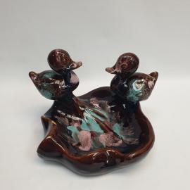 Винтажная редкая статуэтка для мелочей, Орловская обливная керамика, диаметр 15 см, СССР.