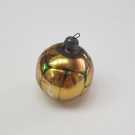 Винтажная елочная игрушка Шар-мяч 4 см, стекло, роспись. СССР