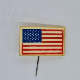 Значок СССР флаг сша прямоугольный пластиковый на булавке, эмаль красная синяя, советский и винтажны