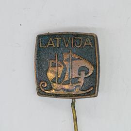 Значок СССР latvija с парусным кораблём на булавке, латвийский сувенир, советский и винтажный