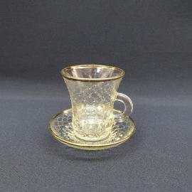 Винтажная кофейная пара, УСЗ, стекло, позолота, 150 мл, СССР.