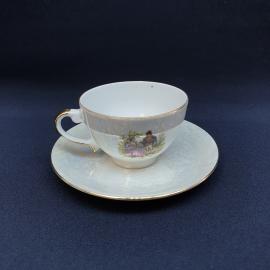 Чайная пара, фарфор деколь позолота 150 мл, винтаж Польша