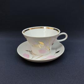 Винтажная чайная чашка ,Дулево  ,фарфор роспись позолота 250 мл, СССР