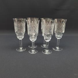 Винтажный набор из 6 бокалов фужеров, хрусталь 100 мл высота 16 см, СССР