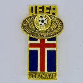 Значок СССР уефа чемпионат европы минск ссср 1984 юноши исландия флаг советский и винтажный