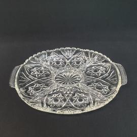 Винтажная менажница блюдо овальное 36х24 см, хрусталь, СССР.