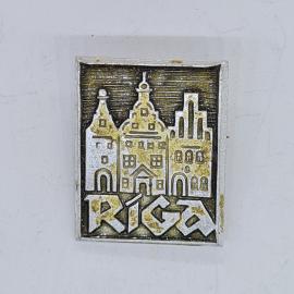 Значок СССР riga, домские фасады старого города латвии, эмаль, редкий, советский и винтажный