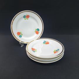 Винтажный набор из 5 десертных тарелок Дулево, фарфор 175 мм, СССР