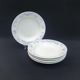 Винтажный набор из 5 суповых тарелок Конаково, фаянс 195 мм, СССР