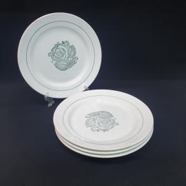 Винтажный набор из 4 десертных тарелок Конаково, фаянс 195 мм, СССР