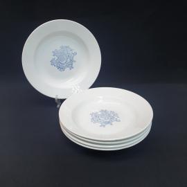 Винтажный набор из 5 сервировочных тарелок Конаково, фаянс 20 см, СССР